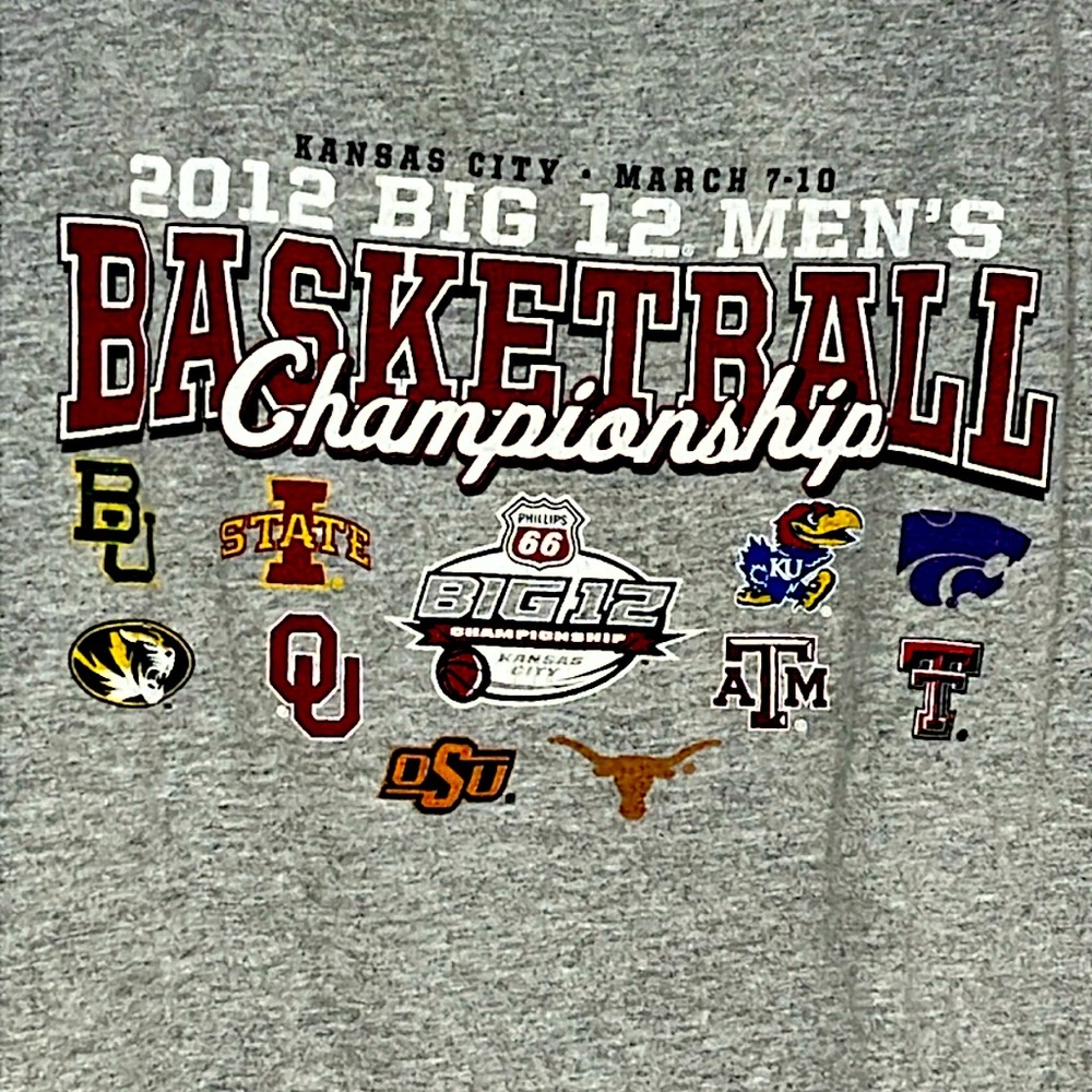 2012 Big 12 Basketball Championship T-shirt youth Medium Gray with 12 logos